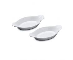WM TSET142 Bartleet & â¿Sons 1750 Lot de 2 plats Ã gratin ovale en porcelaine Blanc 21 cm