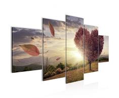 Tableau decoration murale Coeur darbre dautomne - XXL Impression sur Toile Salon Appartment 5 Parties - prÃªt Ã accrocher - 605853c