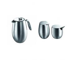 Bodum 1308-16 Bodum Columbia CafetiÃ¨re Ã Piston Double Paroi 8 Tasses 1.0 L En Inox Brillant + Set sucrier et CrÃ©mier en Inox