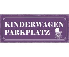 Schatzmix ParkTPLATZ Plaque dÃ©corative en mÃ©tal avec Poussette Mauve 27 x 10 cm