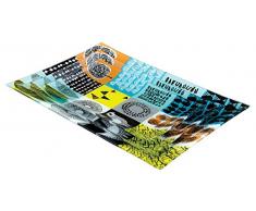 Febland Plat Assiettes en Verre, Verre, Bleu, Lot de 3