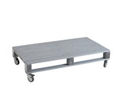 Castagnetti 1928 Pallet Table Basse Rectangulaire avec Roues, Bois de Sapin, Cendre