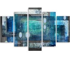 Legendarte PL-108 Tableau Bleu Lunaire. Impression Digitale sur Toile, Lienzo, Multicolor, cm. 150x100-5 Panneaux