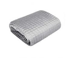 Eurofirany Couvre-lit en Velours matelassé Ãlégant Glamour pour Chambre à Coucher, Salon, Chambre damis, Lounge, Argent, 220 x 240 cm