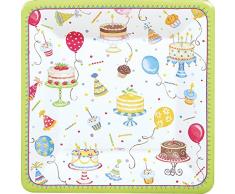 Caspari 8530SP Lot de 8 Assiettes Dessert, Papier, Multicolore, 21 x 21 x 0,02 cm