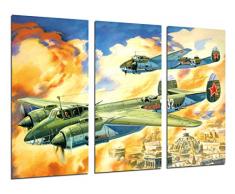 Tableau Moderne Photographique, Impression sur bois, Aviation, Dessins, Antiquités, Avions de guerre, 97 x 62 cm, ref. 26450