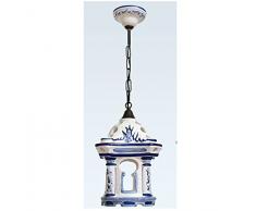 3923/C/AZ - Pendentif Lanterne CÃ©ramique Bleu