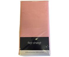 Rapport Facile dentretien Infroissable Drap Plat, Coton Polyester, Rose, King