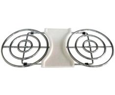 KimCo double Dessous de Plat avec Repose-cuillère en céramique, Chrome/vanille