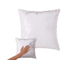 UNIMASA Coussin Ã Sequins ArgentÃ©/Blanc 40 x 40 cm Multicolore