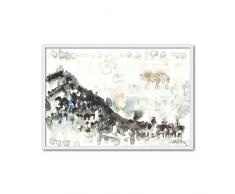 CUADRIMAN Abstrait et paysages Tableau adeje, Bois, Gris et Noir, 92Â x 62Â cm