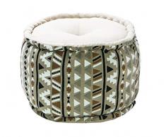 Deco&Co DÃ©coration intÃ©rieure naturelle - Pouf Rond ImprimÃ© All Over Navajo, 40cm x 30cm