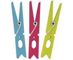 MSV 100508 Lot de 10 Pinces Ã Linge en Plastique. QualitÃ© supÃ©rieure, PolypropylÃ¨ne, Bleu 638C/Fuchsia 213C/Vert 382C, 2,3 cm