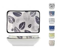 H&H 827211 Lot de 6 bols rectangulaires en porcelaine, décors assortis, 10 x H2,5 cm