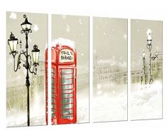 Tableau Moderne Photographique, Impression sur bois, Dessin Ville Nevada Cabin Red Telephone, Londres, 131 x 62 cm, ref. 27081