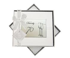 Blanc Coton Cartes danniversaire Ãge 70 flûtes à Livre dor, Tissu, Blanc, 19.5 x 21.5 x 1.5 cm