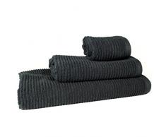 Aneesi Bath & Leisure 16x21 cm Rib-Rib Gant de Toilette en Pur Coton, Ensemble de 2, Noir