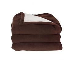 Aura Couverture Polaire Double Face Polyester Marron Glace Beige 180 x 220 cm