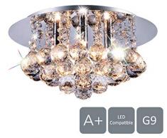 Aurolite Plafonnier moderne en cristal semi-encastré Chromé poli Classe énergétique A++ à E UK Stocist RRP 125 (4 éclairages)
