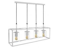 Tosel 21079 Lustre 4 Lumières, Acier, E27, 40 W, Bleu, 72 x 90 cm