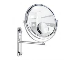 Miroir cosmÃ©tique mural Bivona â rÃ©glable en hauteur, orientable, chrome, miroir de Ã 25,5 cm, 30 x 34 x 22,5 cm