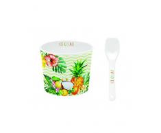 COFFRET 1 COUPELLE A GLACE D8,5CM AVEC CUILLERE EN PORCELAINE