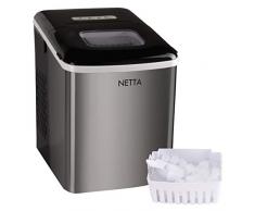 NETTA Machine Ã glaÃ§ons pour comptoir â CapacitÃ© de 12 kg 1,8 L â PrÃªt Ã la glace en 10 minutes | Pas de plomberie requise | Comprend une pelle et un panier amovible | Acier inoxydable et noir