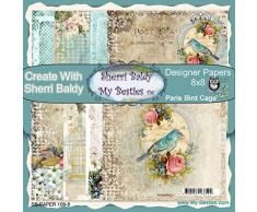 My-Besties Papier 8 x 8 Simple Face 8 Sheets-Paris Cage à Oiseaux