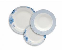 Tognana OM071185379 Service de table 18 assiettes en porcelaine, blanc/bleu