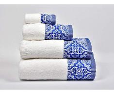 MI CASA Azul Lavabo Lot de 2 Serviettes en Coton Bleu