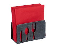 Relaxdays 10028972 Porte Table, 33x33 cm, Stable Motifs Vaisselle, Fonte de Fer, Range-Serviettes, Gris, 1