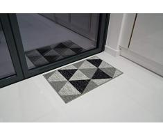 Tapis antidérapant Lavable en Machine Motif clé Grecque, Triangulaire, Motif Losanges, pour Salon, Cuisine (Noir/Gris, 120 x 160 cm), Triangle Gris, 40 x 60 cm(14 x112)