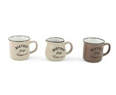 Galileo Casa 2191216 Lot de 2 mugs + pot à lait bistrot, multicolore