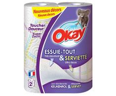 Okay Essuie-tout & Serviettes - Essuie-tout pour la Table Décoré - 2 rouleaux