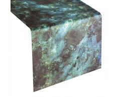Eurofirany Chemin de Table en Velours et marbre, Nappe en Velours, élégante, 1 pièce, Turquoise, 35 x 140 cm