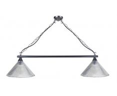 Tosel 20992 Lustre Billard 2 Lumière, Acier, E27, 40 W, Noir, 70 x 60 cm