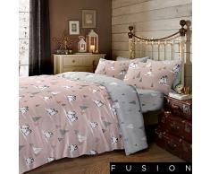 Fusion Home Furnishings Peluche Pingouin, Coton, Rose poudrÃ©, Duvet Cover Set: Super-King