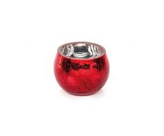 EUROCINSA Réf. 29029 Lot de 10 photophores en Verre métallisé Couleur 5,5 à x 5,5 cm 1 Set, Rouge/Argent, Taille Unique.