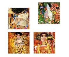 Legendarte Tableau, Impression sur Toile - Peintures De Klimt - Composition 2 - cm. 50x50 (4 Panneaux)