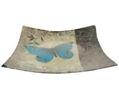 Angelstar 19055Â Faite Ã la Main et Peint Ã la Main en Verre Papillon Bleu Assiette carrÃ©e, 30,5Â cm