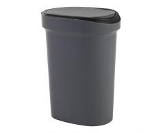 Iris Ohyama MFB-S Petite Poubelle à Double Sens douverture pour Salle de Bains, 10 L, Plastique, Gris et Noir, 18 x 24,5 x 33 cm