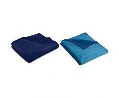 AmazonBasics Plaid en Peluche Toucher Velours pour la Chambre, Bleu Marine, 127 x 152cm & Plaid en Peluche Toucher Velours pour la Chambre, Bleu Sarcelle, 127 x 152cm