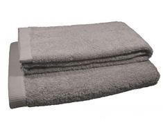 Pit-roig Calada Set de Serviettes en Coton, Gris Perle, lavabo, Douche, 2