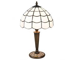 Lumilamp 5LL-5936 Art Deco Lampe de Table Blanc Tiffany à 25 x 43 cm/E27/max 1 x 40 W Verre coloré
