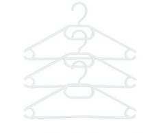 MSV 268 Lot de 3 cintres en Plastique Polypropylène, Blanc