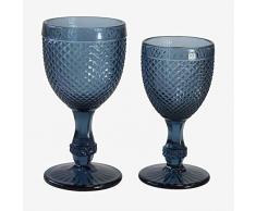 Better & Best Lot de 12 verres à eau + 6 verres à vin Bleu foncé 8,8 x 8,8 x 16,5 cm et 7,6 x 7,6 x 14,7 cm Matériau : verre