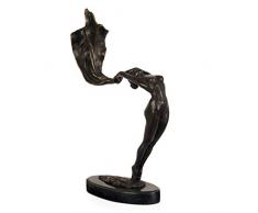 World Art Danseuse avec Voile Sculpture En Bronze, Multicolore, 44x28x8 Cm