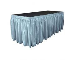 La Table en Satin de mariée Jupe 30 Pieds par revêtement avec 15 l-Clips, Bleu Clair, Lot de 16