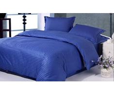 Luxury Linens & Bedding Linge de lit de qualité et Parure de lit de 4 pièces Housse de Couette, Coton, Bleu, King