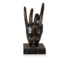 Arte Dal Mondo PA042 Visage Main Sculpture Moderne en Bronze patinÃ© avec Base en marbre, 32x14x14 cm